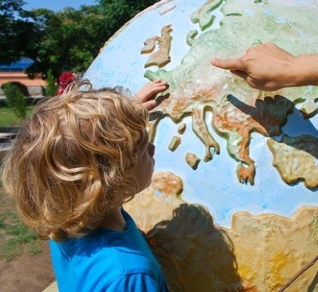 Child being aided in learning